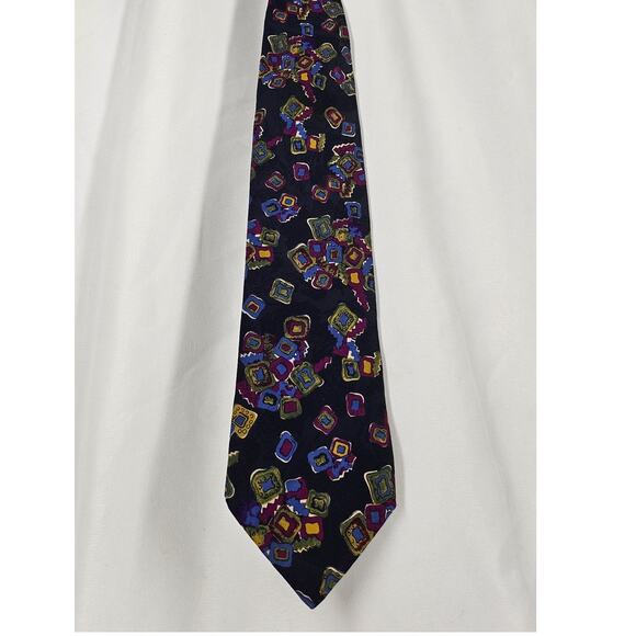 PAL ZILERI MEN’S 4" TIE – 100% SILK – GEOMETRIC PATTERN – VINTAGE ITALIAN DESIGN - Picture 2 of 7